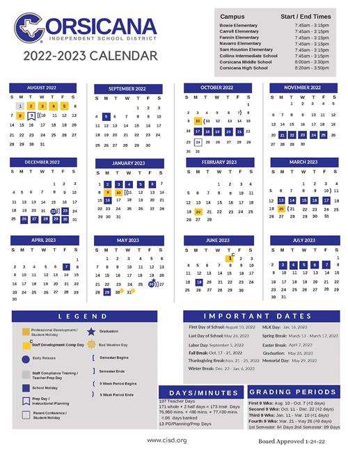 2022-2023 Calendar School District